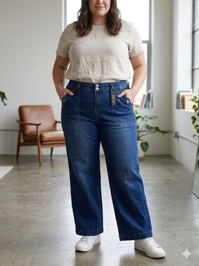 SANDPIPER Wide Leg Dark Blue Women's Jeans. Size 22
